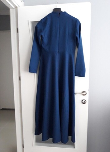 40 Beden mavi Renk Indigo mavisi mevlana model elbise