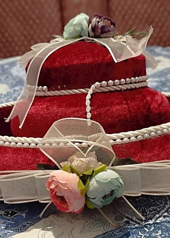 Bordo Vintage Düğün Aksesuarı Kurdeleli