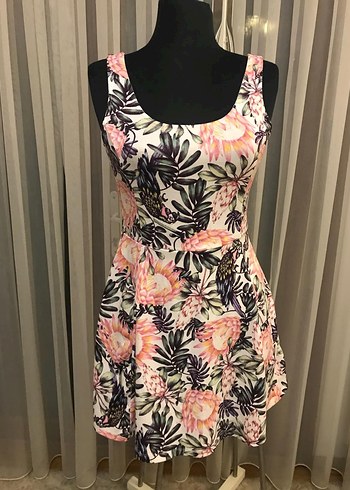 H&M Pembe Cicekli Mini Elbise