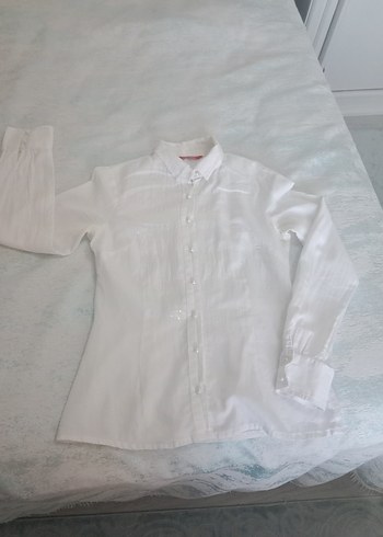 Beyaz pamuk Kadın Gömlek - Görsel 3