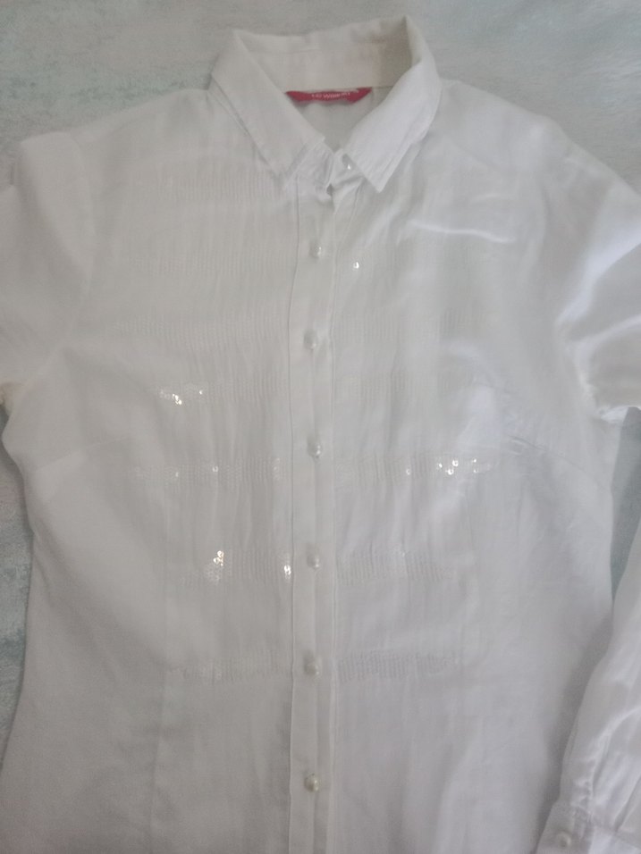 Beyaz pamuk Kadın Gömlek - Görsel 2