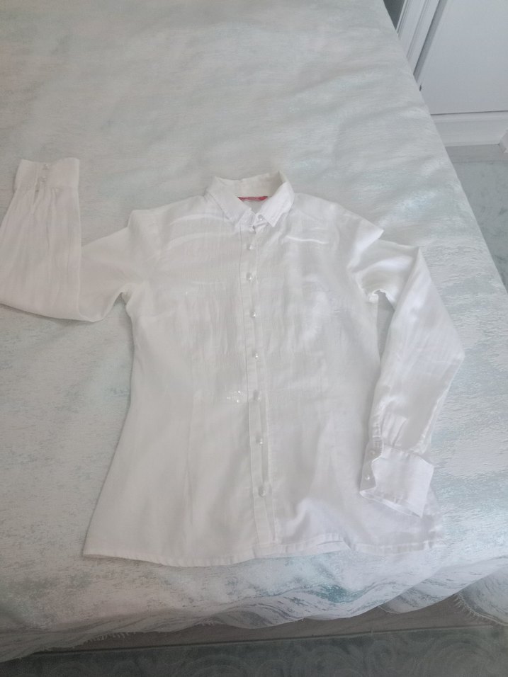 Beyaz pamuk Kadın Gömlek - Görsel 3