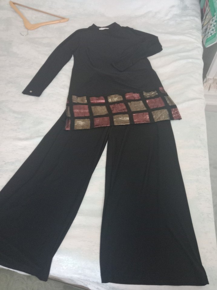 Siyah Salaş Kumaş Kadın Pantolon - Görsel 2