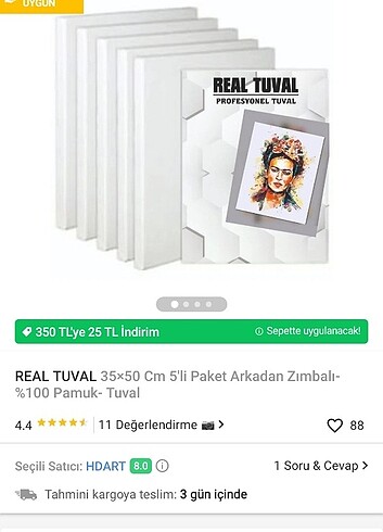  Beden Renk 3 adet Tuval