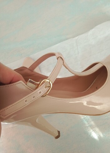 Pudra rengi topuklu ayakkabı  - Görsel 5