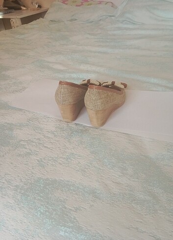 Greyder deri yazlık dolgu topuk ayakkabı - Görsel 4