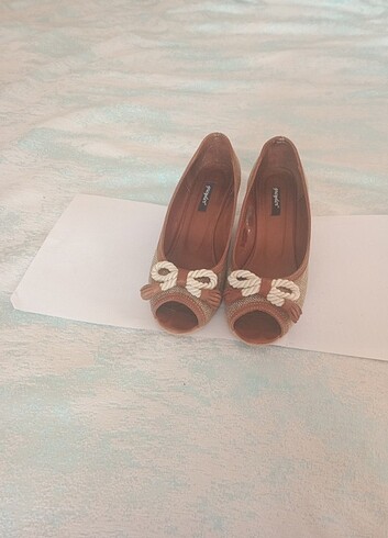 Greyder deri yazlık dolgu topuk ayakkabı - Görsel 5