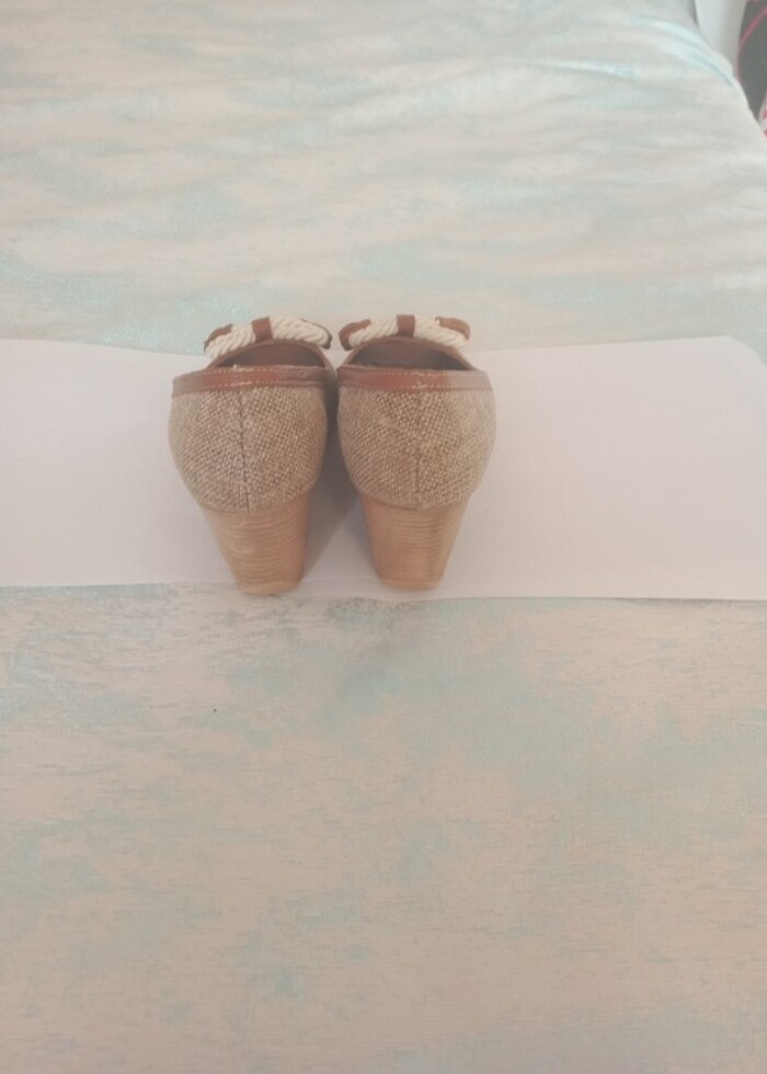 Greyder deri yazlık dolgu topuk ayakkabı - Görsel 3