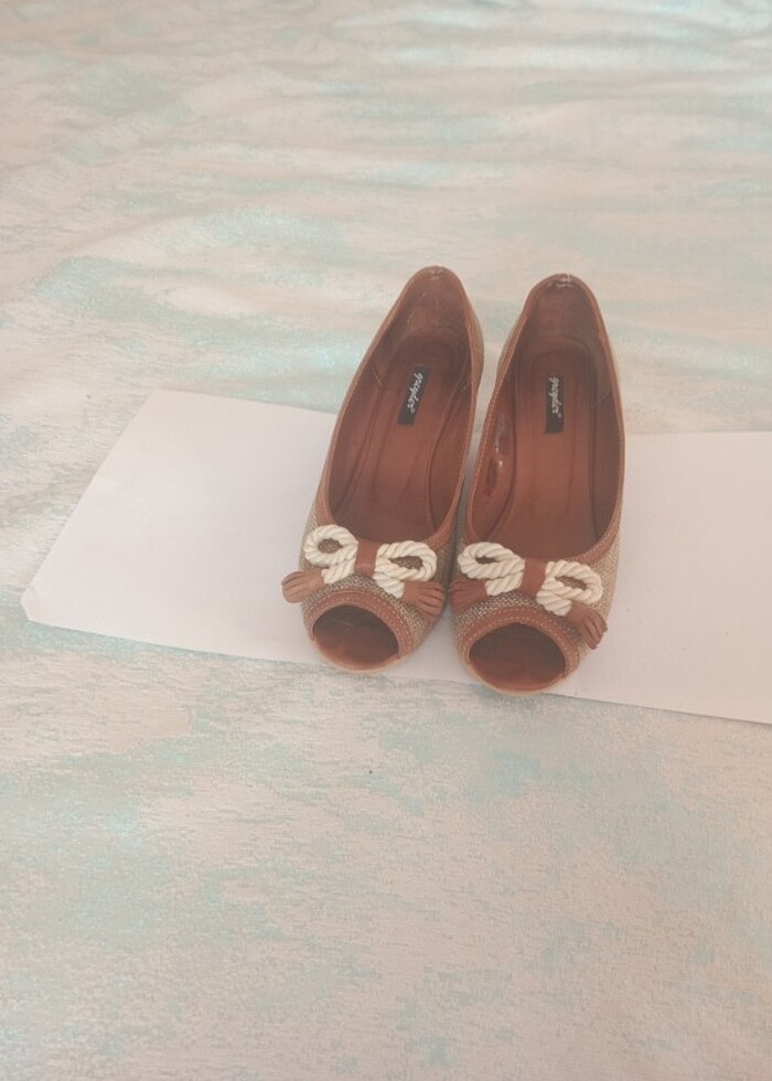 Greyder deri yazlık dolgu topuk ayakkabı - Görsel 5