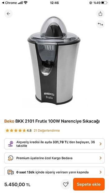 Beko Narenciye Sıkacağı
