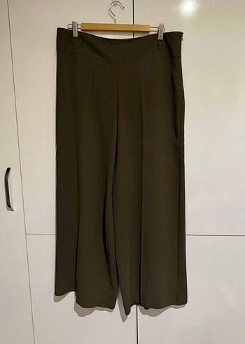 Zara Haki Yuksek Bel Bol Paca Kumas Pantolon