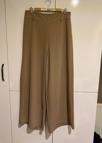 Zara Bej Yuksek Bel Bol Paca Kumas Pantolon