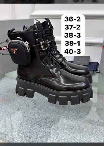 Prada Siyah Tokali Platform Topuklu Kadin Bot