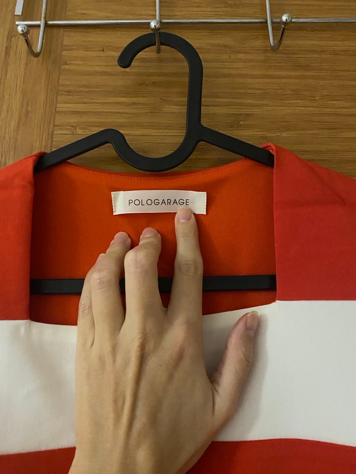 Turuncu Beyaz Yaka Detaylı Kolsuz Elbise - Görsel 2