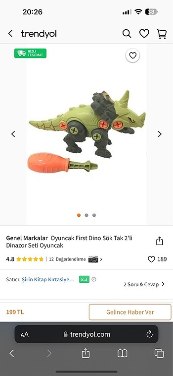 Sök tak dinazor oyuncak