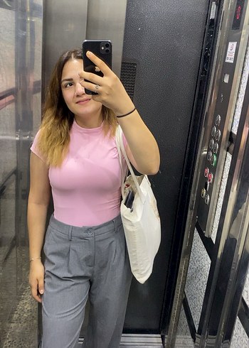 Zara Pastel Pembe Kisa Kollu Vucuda Oturan Bluz