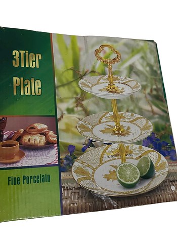 Altın Renkli Etnik Desenli 3 Katlı Servis Tabağı - Görsel 4