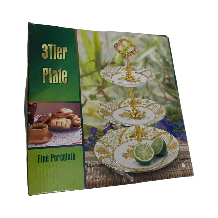 Altın Renkli Etnik Desenli 3 Katlı Servis Tabağı - Görsel 4