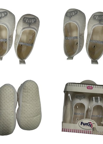 Nakışlı Beyaz Kız Çocuk Babet Ayakkabı 16 no - Görsel 5