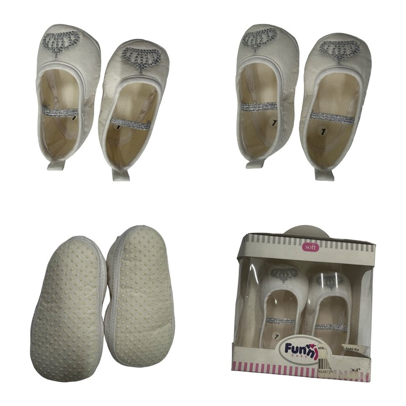 Nakışlı Beyaz Kız Çocuk Babet Ayakkabı 16 no - Görsel 5