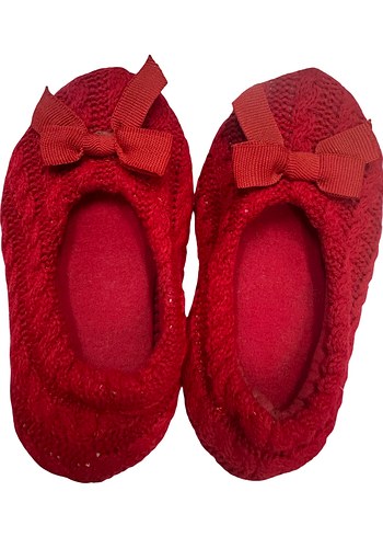 Kız Çocuk Kırmızı Örgü Ev Patiği 24 no - Görsel 2