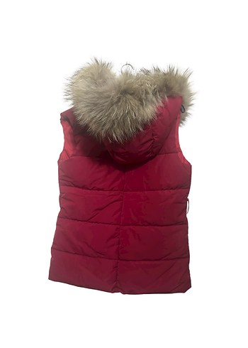 Kürklü Kırmızı Kadın Şişme Yelek - Görsel 4