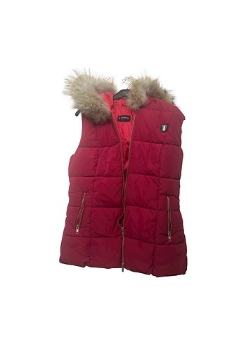 Kürklü Kırmızı Kadın Şişme Yelek - Görsel 2