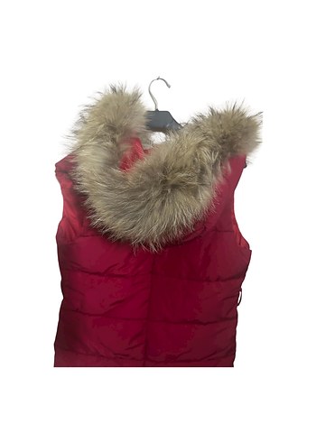 Kürklü Kırmızı Kadın Şişme Yelek - Görsel 5
