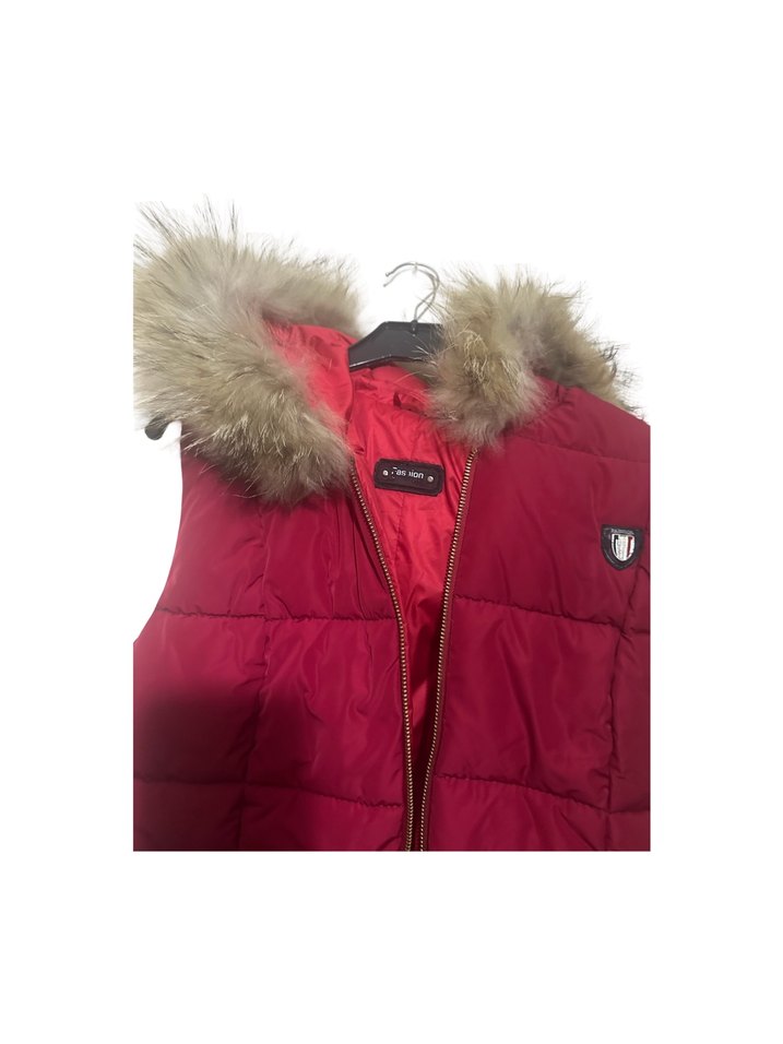 Kürklü Kırmızı Kadın Şişme Yelek - Görsel 3