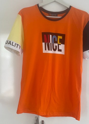 Turuncu Oversize Baskılı Tişört