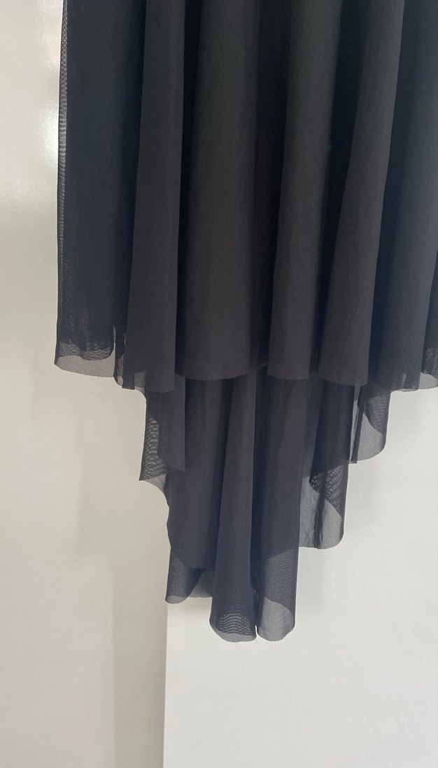 Siyah Drapeli Gotik Midi Abiye Elbise - Görsel 3