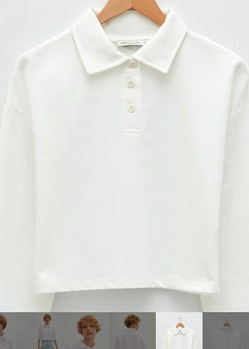 Beyaz Pamuklu Düğmeli  crop tişört - Görsel 6