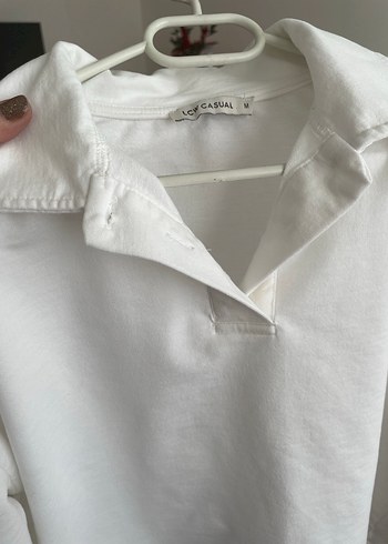 Beyaz Pamuklu Düğmeli  crop tişört - Görsel 8