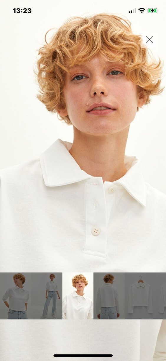 Beyaz Pamuklu Düğmeli  crop tişört - Görsel 4