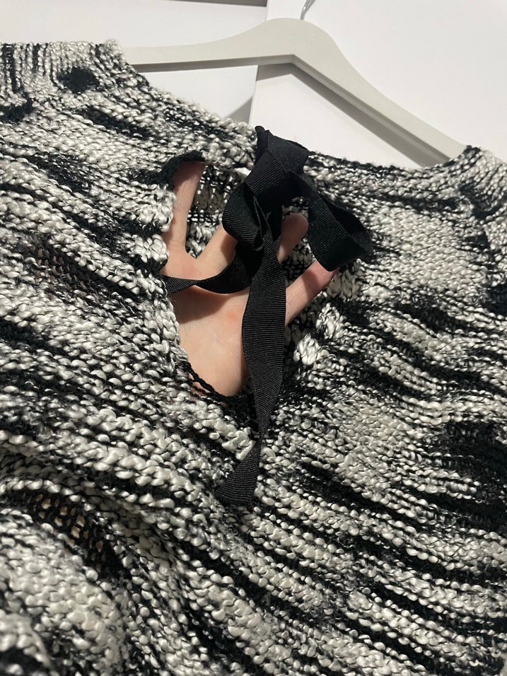 Gri Batik Desenli Kadın Triko Kazak - Görsel 3