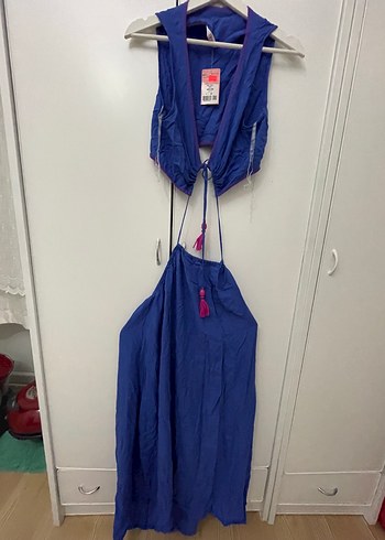 Püsküllü Mavi pareo takımı - Görsel 6