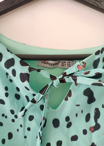 Leopar Desenli Kemerli Mini Bohem Elbise - Görsel 4