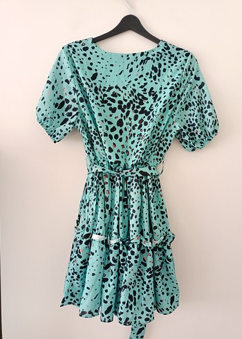 Leopar Desenli Kemerli Mini Bohem Elbise - Görsel 5