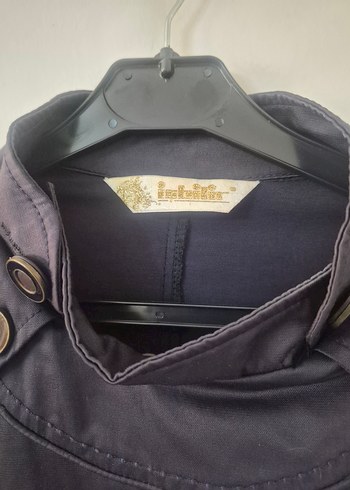 Düğmeli Lacivert Uzun Kadın Pardesü - Görsel 3