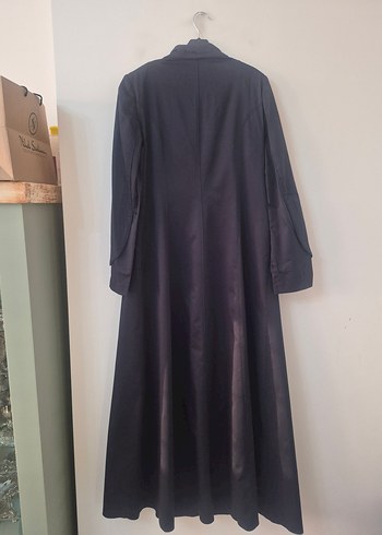 Düğmeli Lacivert Uzun Kadın Pardesü - Görsel 4