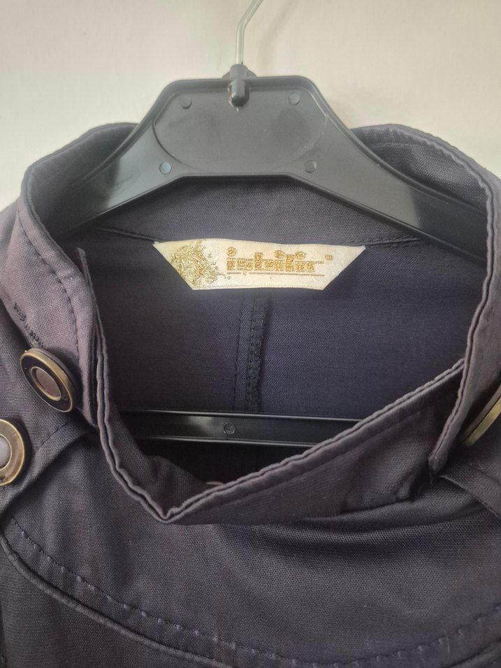 Düğmeli Lacivert Uzun Kadın Pardesü - Görsel 3