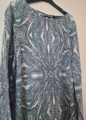 mavi Bohem Uzun Kollu Uzun Elbise tunik - Görsel 3