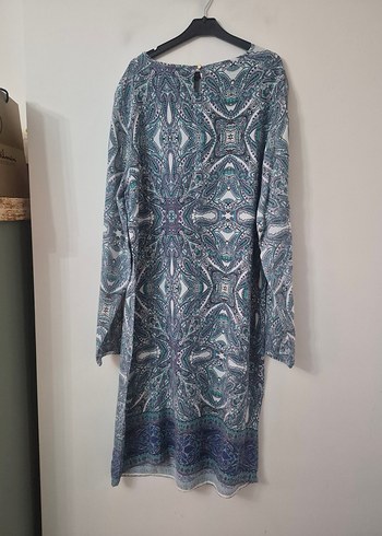 mavi Bohem Uzun Kollu Uzun Elbise tunik - Görsel 5