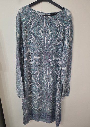 mavi Bohem Uzun Kollu Uzun Elbise tunik - Görsel 2