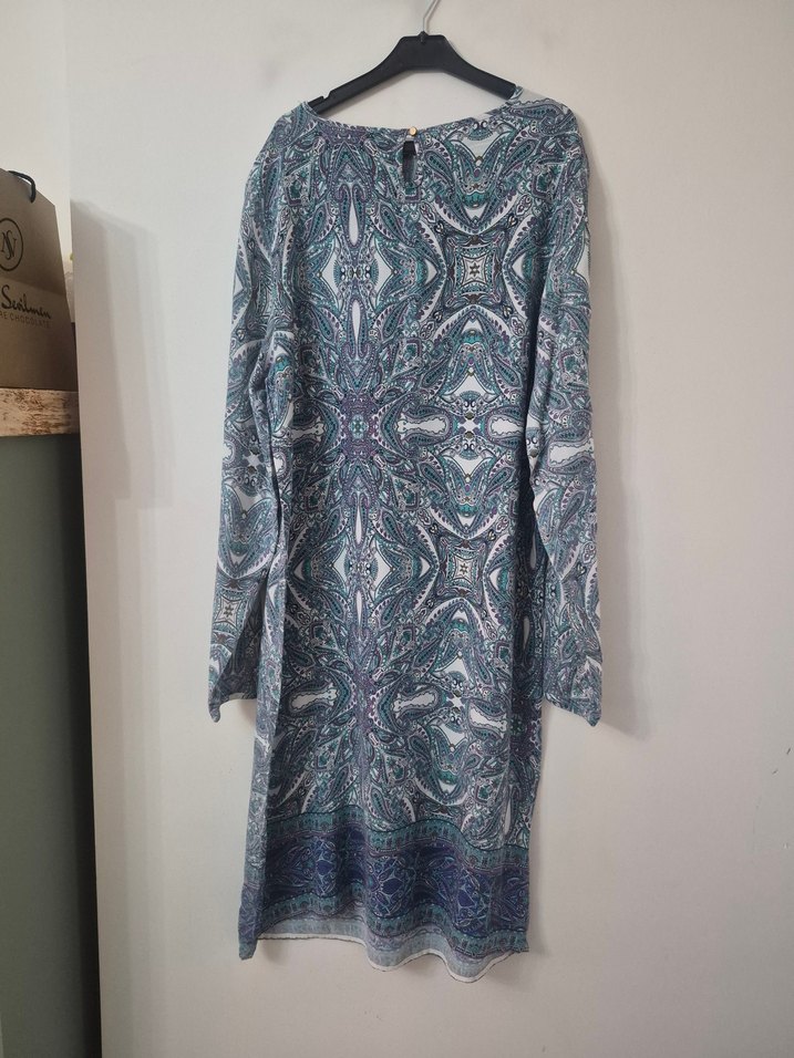 mavi Bohem Uzun Kollu Uzun Elbise tunik - Görsel 5