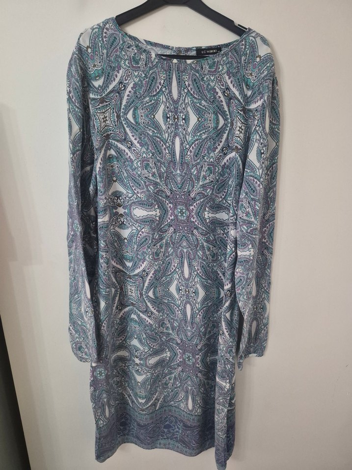 mavi Bohem Uzun Kollu Uzun Elbise tunik - Görsel 2