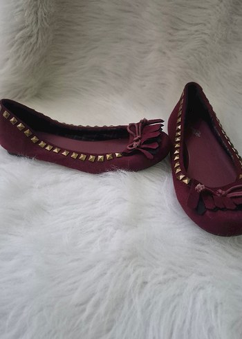 Bordo Süet Fırfırlı Bohem Babet - Görsel 3