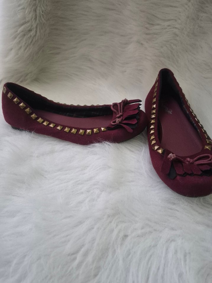 Bordo Süet Fırfırlı Bohem Babet - Görsel 3