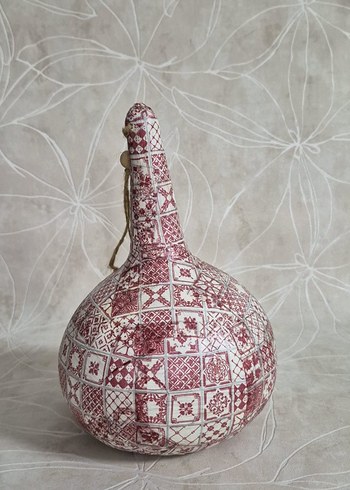 Bordo Desenli Dekoratif Su Kabağı - Görsel 3