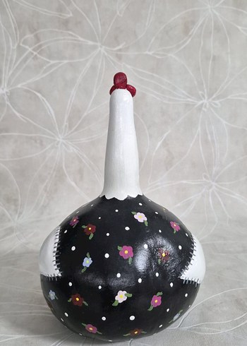 Renkli Çiçek desenli Dekoratif Tavuk Şekilli Su Kabağı - Görsel 2